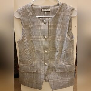 Classic Plaid Sleeveless Vest - Gray Cream